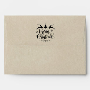 Kraft Brown Rustic Country Christmas Reindeer Envelope