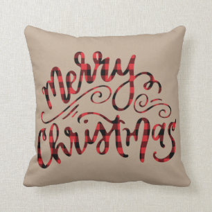 Kraft Buffalo Plaid Joyeux Coussin de Noël