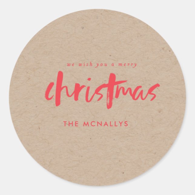 Kraft Christmas Gift Tag Sticker (Front)