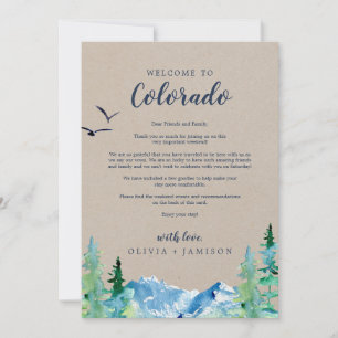Kraft Colorado Wedding Welcome Letter & Itinerary