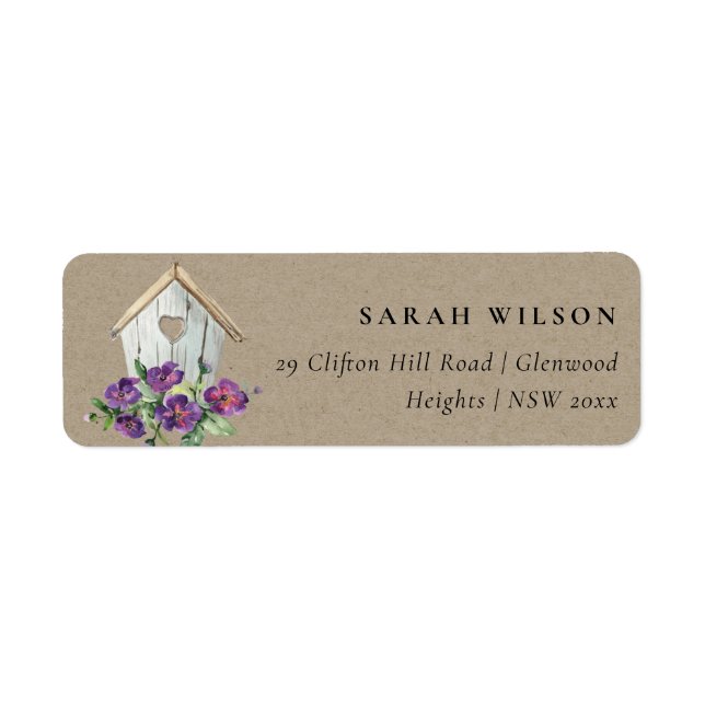 KRAFT COUNTRY VIOLET FLORAL BIRD HOUSE ADDRESS (Front)
