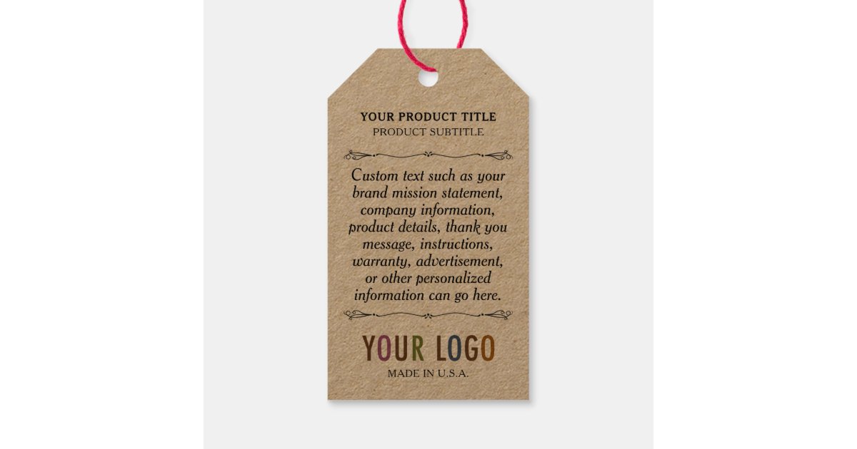Kraft Custom Printed Retail Hang Tags with String | Zazzle.ca