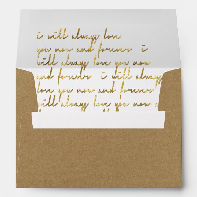 Kraft Decorative Gold Love Note Inside Lined Envelopes (Back (Bottom))