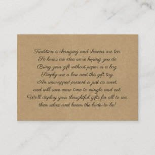 Kraft Display bridal shower insert card + tag