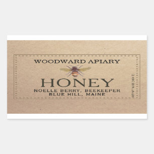 Kraft Double Border Honey Label with Honeybee
