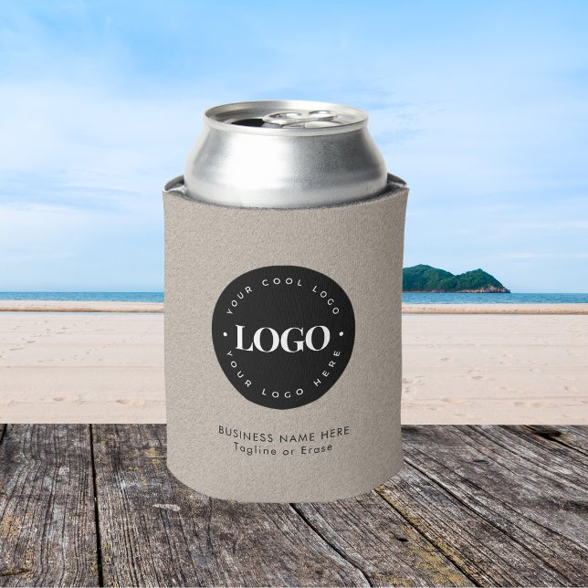 Kraft Earthy Custom Business Company Logo Text Can Cooler (Creator Uploaded)
