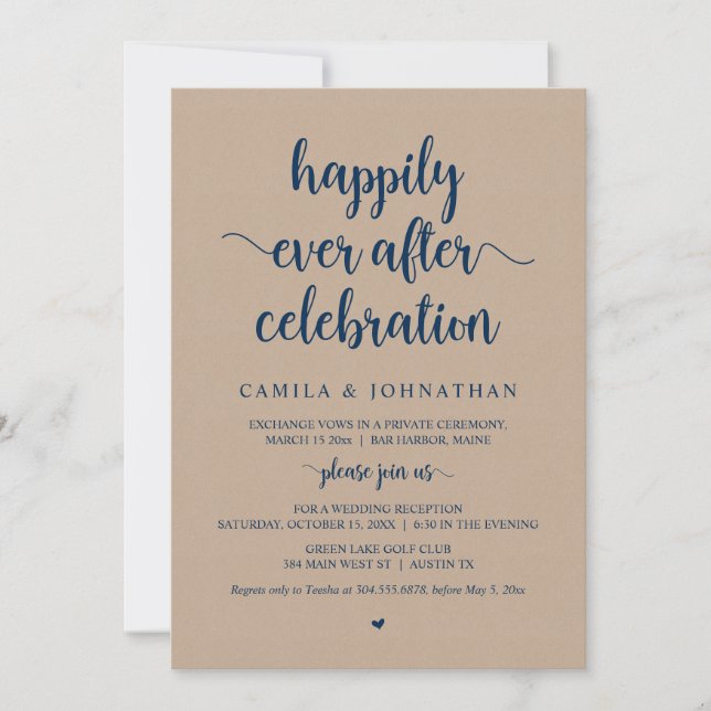 Kraft Elopement, Happily Ever After Celebration Invitation (Front)