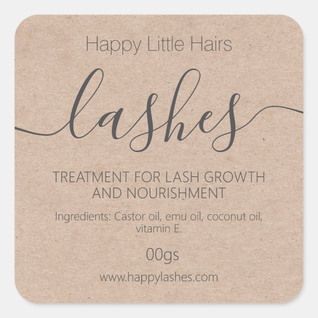 Kraft Eyelash Eyebrow Thickener Treatment Serum Square Sticker (Front)