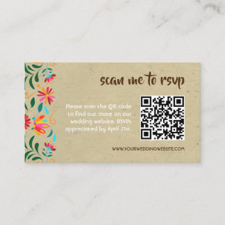 Kraft Flora Wedding Invitation QR Code RSVP Card