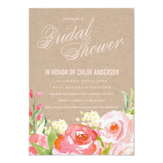 KRAFT FLORAL bridal shower invitation