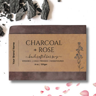 Kraft Floral lineart Homemade Soap wrap Label Invitation Belly Band