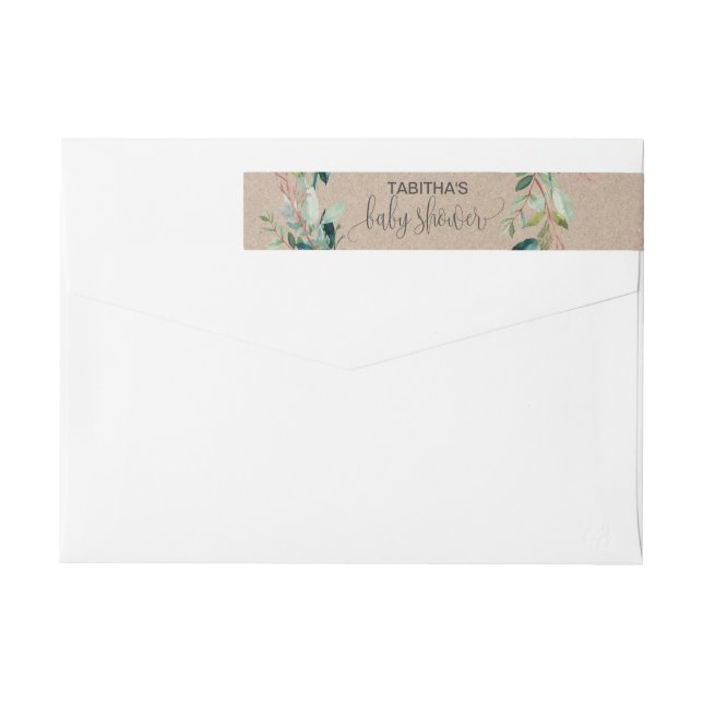 Kraft Foliage Baby Shower Wrap Around Label (Back)