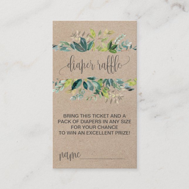 Kraft Foliage Diaper Raffle Invitation Insert (Front)