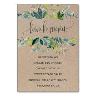 Kraft Foliage Lunch Menu Sign Table Number