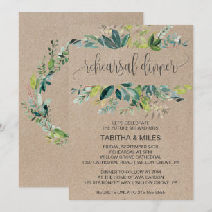 Kraft Foliage Rehearsal Dinner Invitation