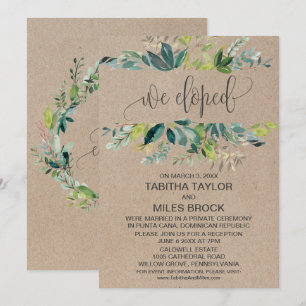 Kraft Foliage We Eloped Elopement Reception Invitation