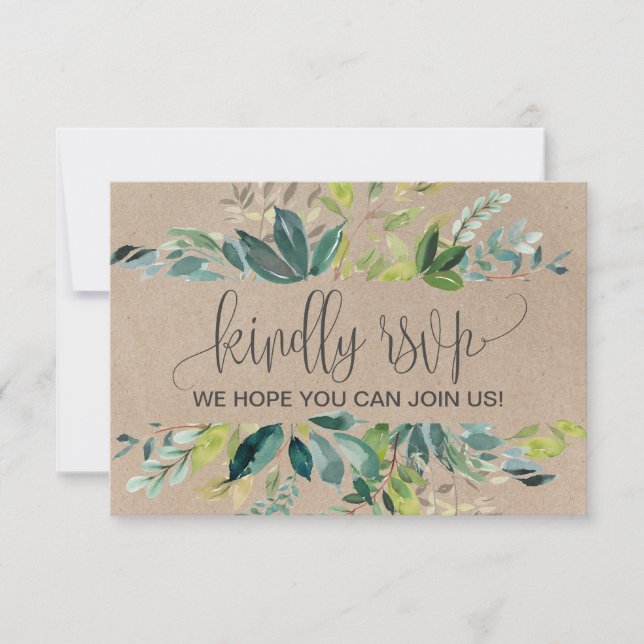 Kraft Foliage Wedding Website RSVP Card (Front)