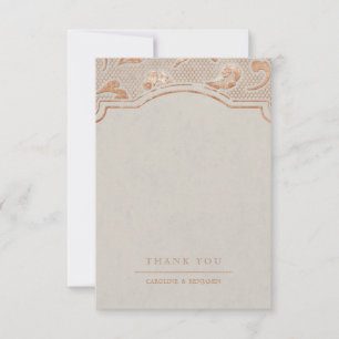 Kraft gold Lace rustic country wedding thank you Card