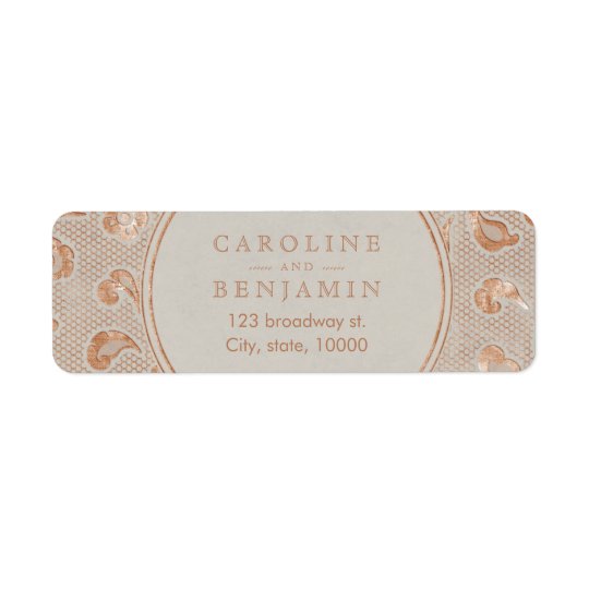 Kraft gold Lace rustic wedding return address Return Address Label