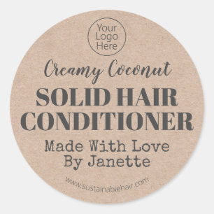 Kraft Handmade Solid Hair Conditioner Bar Classic Round Sticker