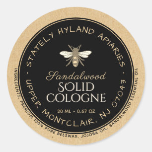 Kraft Handwritten Beeswax Product Label Black