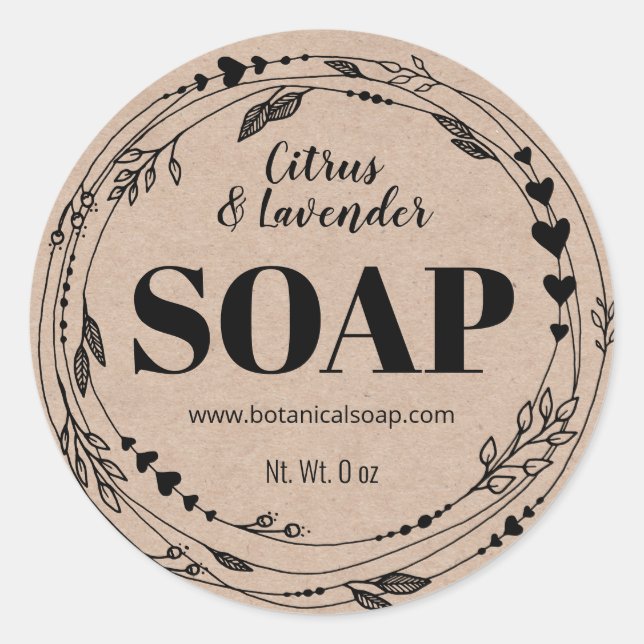 Kraft Homemade Floral Soap Labels (Front)