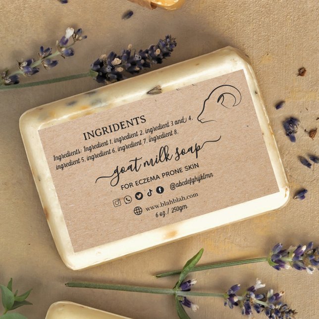 Kraft Homemade Goat Soap Label Rectangle Sticker (Creator Uploaded)
