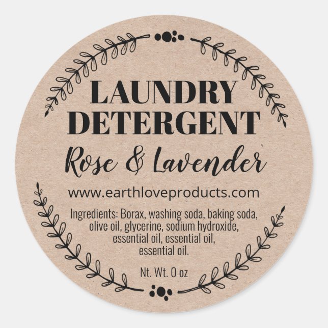 Kraft Homemade Organic Laundry Detergent Labels (Front)