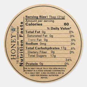 Kraft Honey Jar Mini Nutrition Lid Label Bee