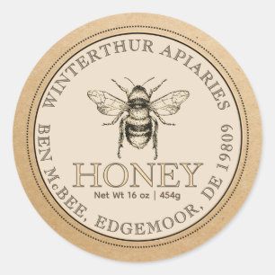 Kraft Honey Jar Vintage Bee Étiquette