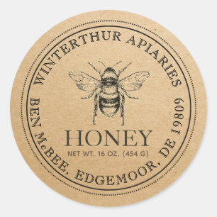 Kraft Honey Jar Vintage Bee Label