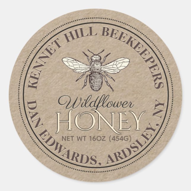 Kraft Honey Label French Bee with Dotted Border (Front)