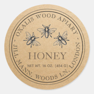 KRAFT Honey Label with Heraldic Bees
