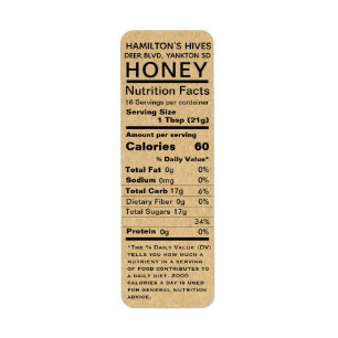 Kraft Honey Nutrition Facts Adresse de retour Labe