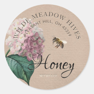 Kraft Hydrangea Flower & Honeybee Honey Étiquette