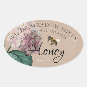 Kraft Hydrangea Flower & Honeybee Honey Label