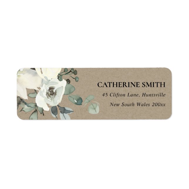KRAFT IVORY WHITE FLORAL WATERCOLOR BUNCH ADDRESS (Front)