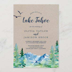 Kraft Lake Tahoe Mountain Destination Wedding Invitation