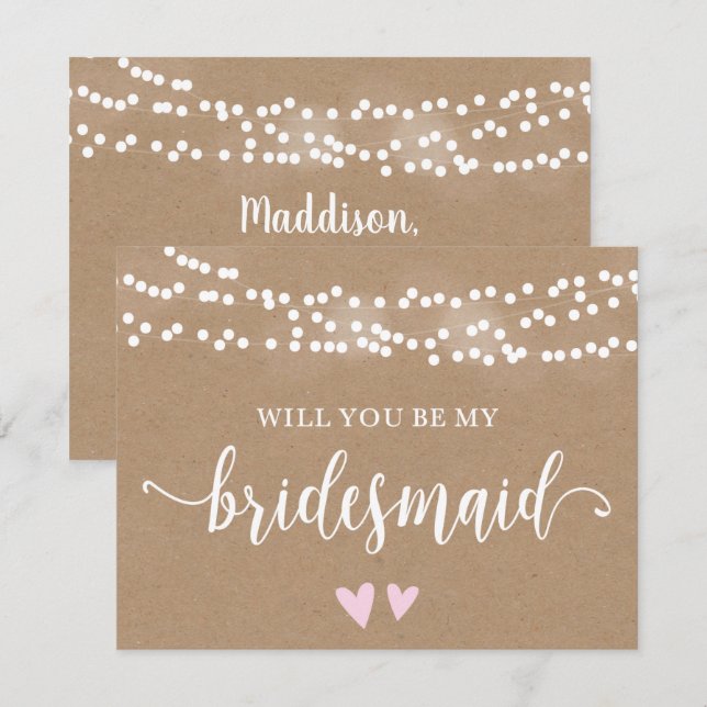 Kraft Lights Will You Be My Bridesmaid Invitation (Front/Back)