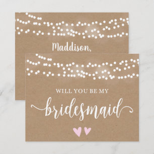 Kraft Lights Will You Be My Bridesmaid Invitation