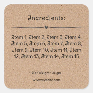 Kraft Look List of Ingredients Product Label