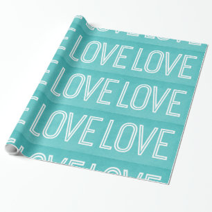 Kraft Love Wrapping Paper, Aqua Paper