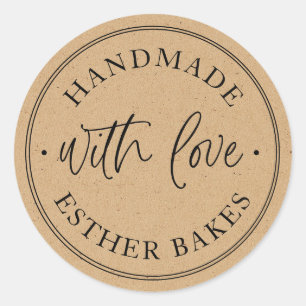 Kraft Made with Love Classic Round Sticker