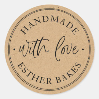Kraft Made with Love Classic Round Sticker