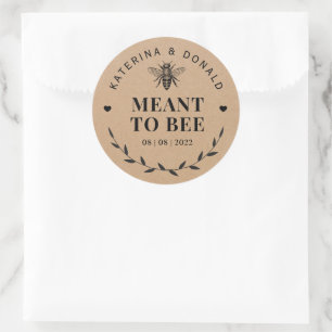 Kraft Meant to Bee Honey Rustic Wedding Classic Round Sticker