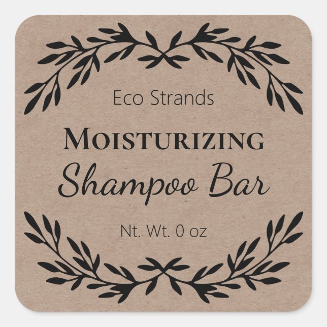 Kraft Minimalist DIY Solid Shampoo Bar Labels (Front)