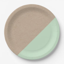 Kraft & mint pastel dipped disposable paper plate