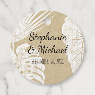 Kraft Modern Beach Simple Jungle Leaf Wedding Favour Tags