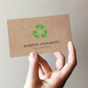 Kraft Modern Green Eco Recycling Professional Business Card