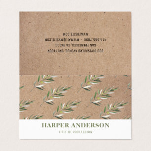 Kraft Modern Minimal Green Olive Tree Professional Business Card